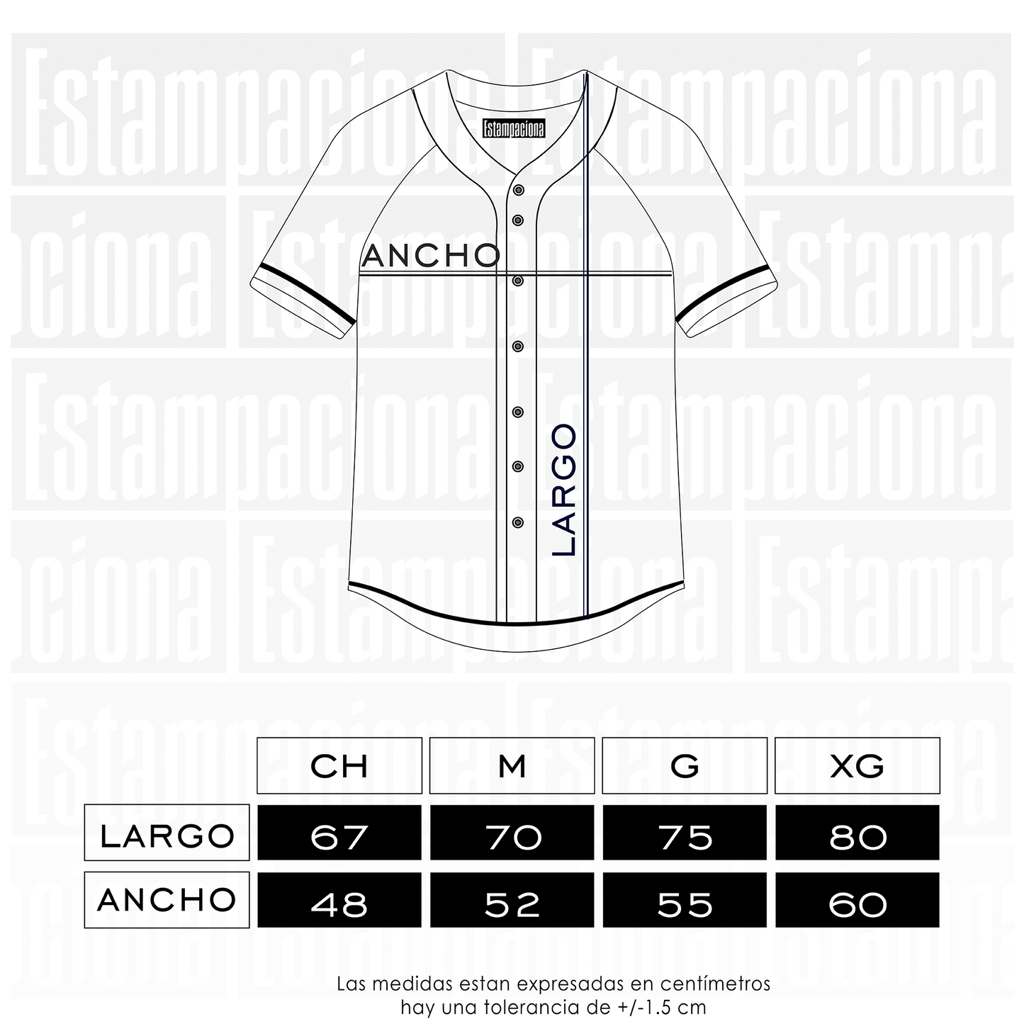 Jersey beisbolero full print unisex