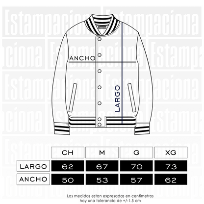 chamarra universitaria varsity jacket doble estampado